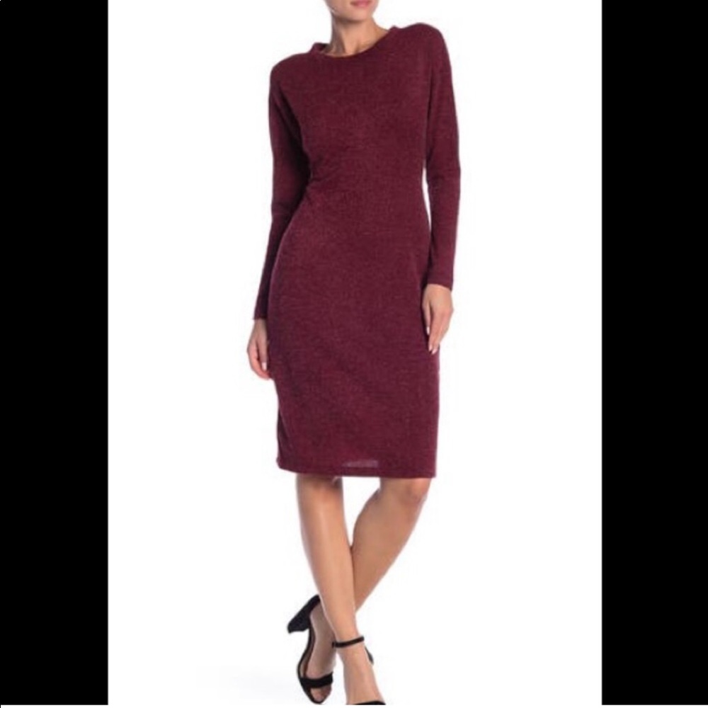 Superfoxx maroon brandy ribbed long sleeve  sweater dress